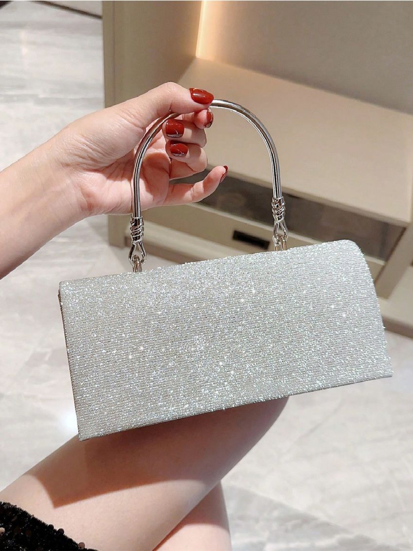 Small Envelope Bag Glitter Top Handle For Prom, Perfect Bride Purse For Wedding, Prom & Party Events