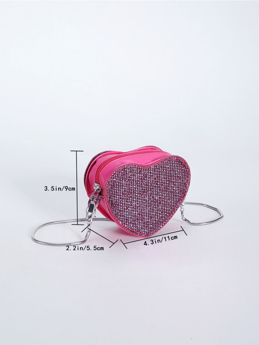 Mini Novelty Bag Sequin Decor Chain Strap Heart Shaped