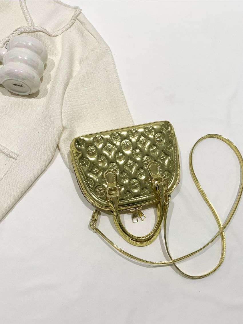 Small Dome Bag Double Handle Embossed Design