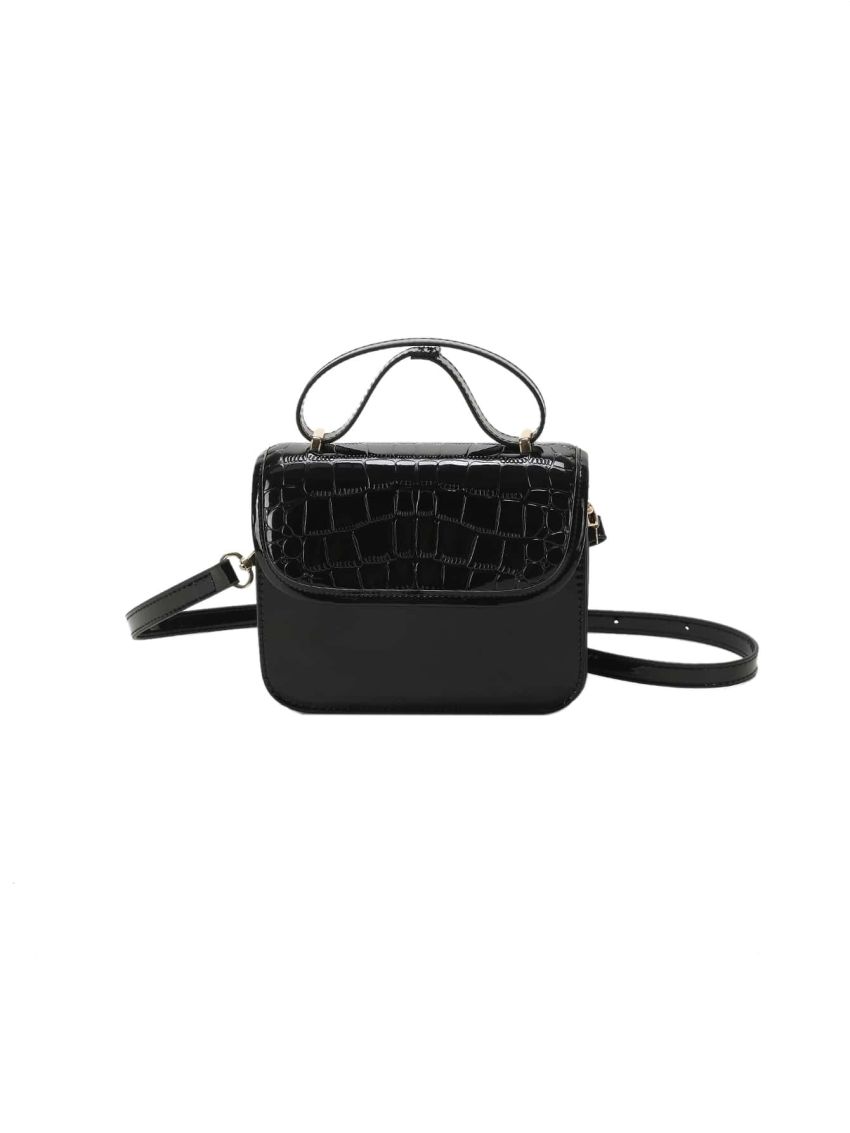 Mini Square Bag Crocodile Embossed Top Handle