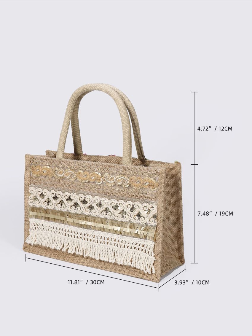 Pom Pom & Tassel Decor Shopper Bag Vacation