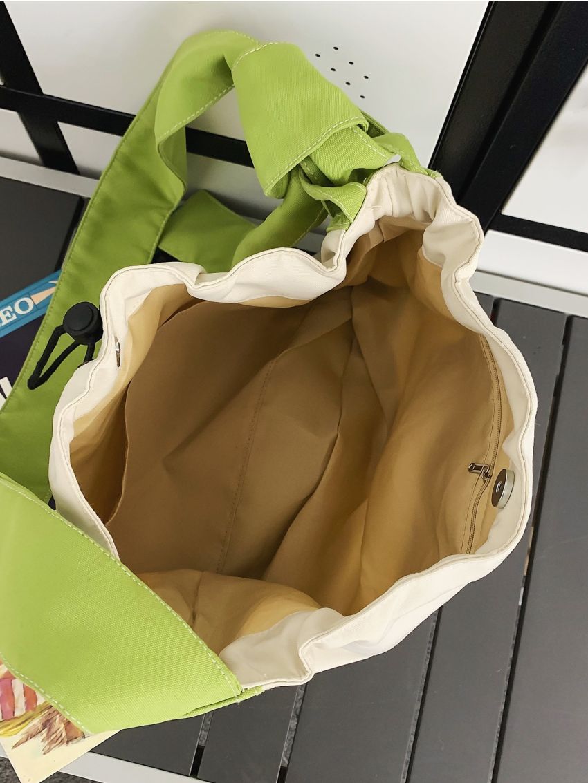 Medium Hobo Bag Colorblock Drawstring Detail