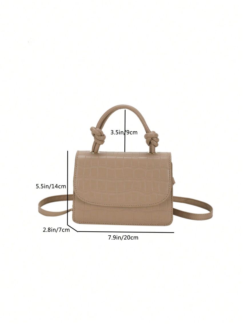 Crocodile Embossed Square Bag Mini Flap
