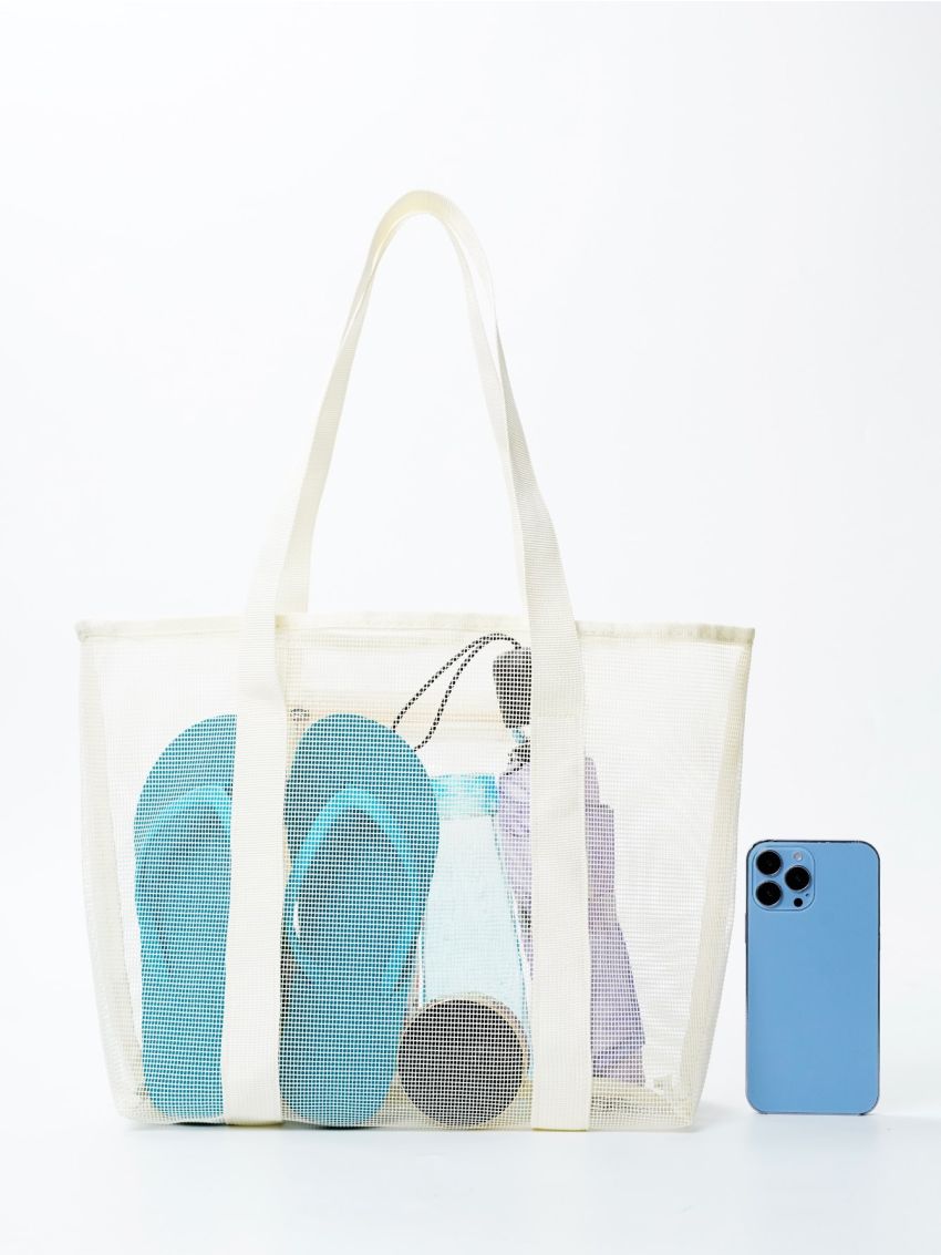 Minimalist Beach Bag Large Capacity Double Handle Mesh