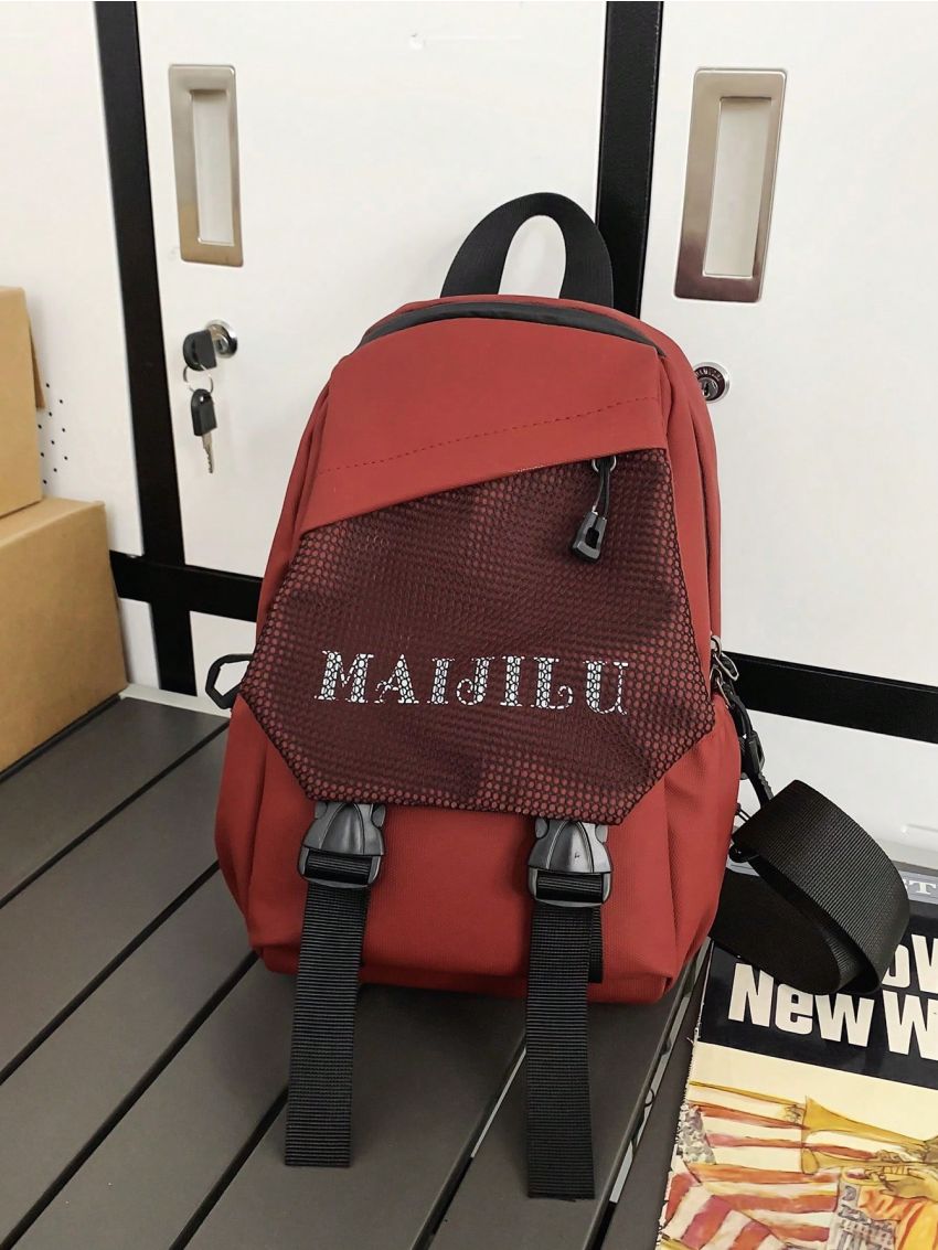 Letter Graphic Sling Bag Mini Zipper