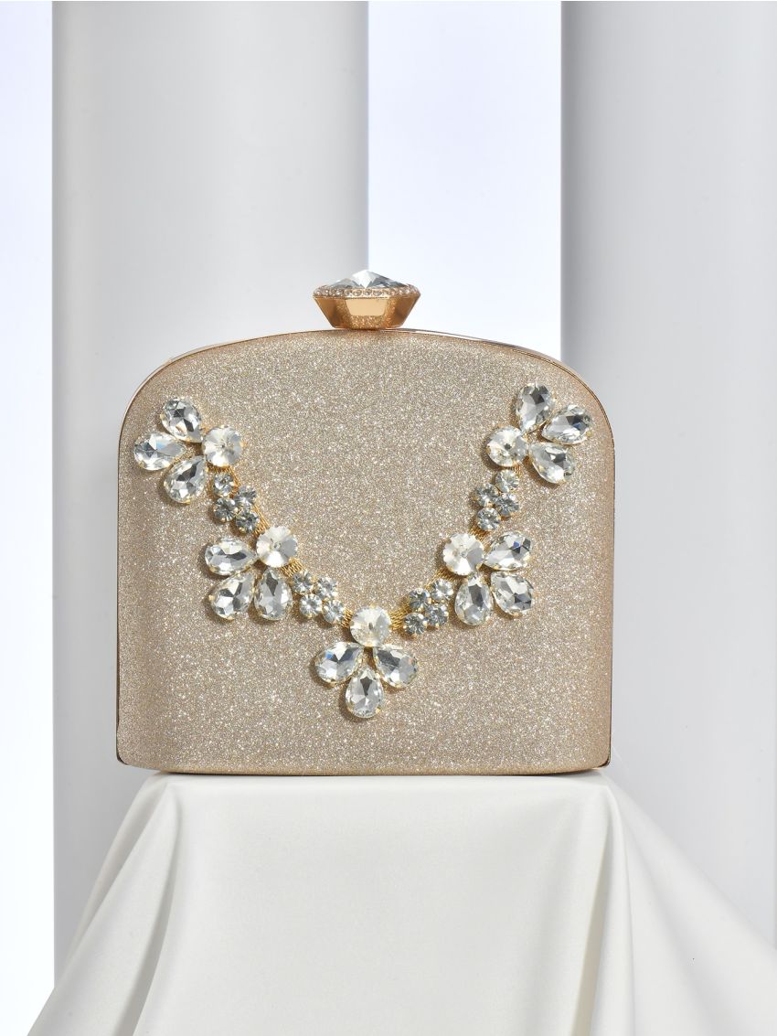 Glitter Rhinestone Decor Box Bag Glamorous Mini