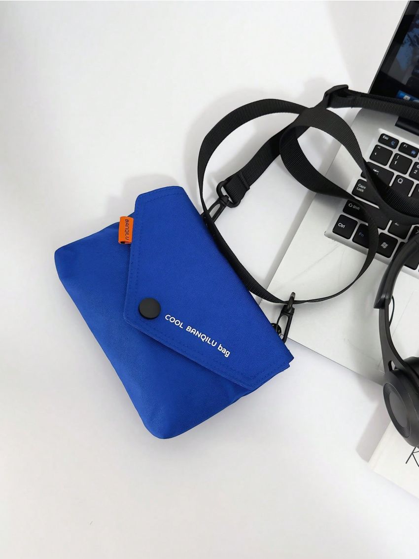 Letter Graphic Envelope Bag Mini Flap Blue Waterproof