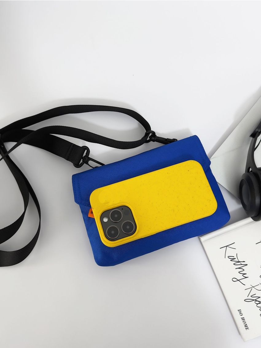 Letter Graphic Envelope Bag Mini Flap Blue Waterproof