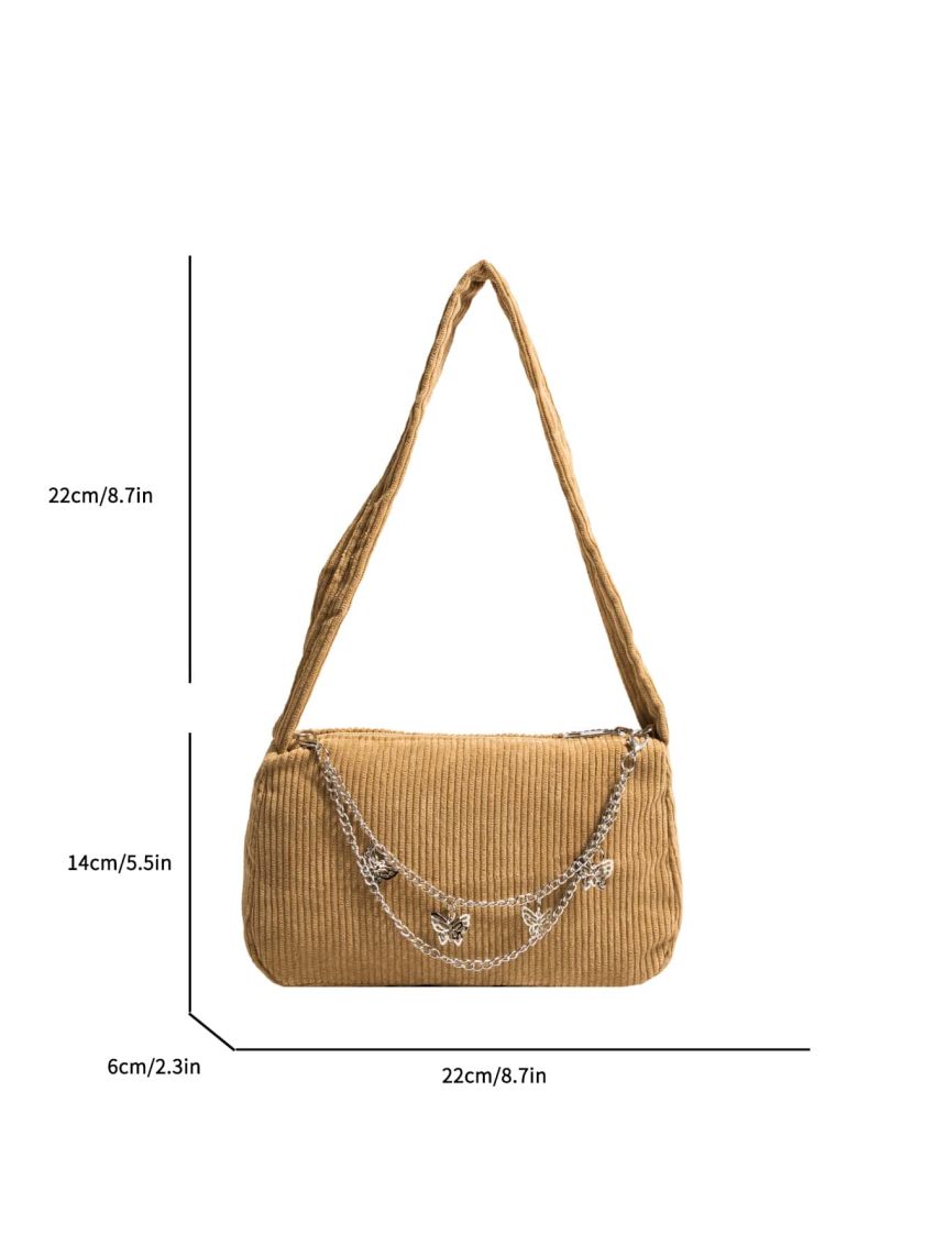 Fashion Women Butterfly Chain Shoulder Bag Pure Color Casual All-match Underarm Bag