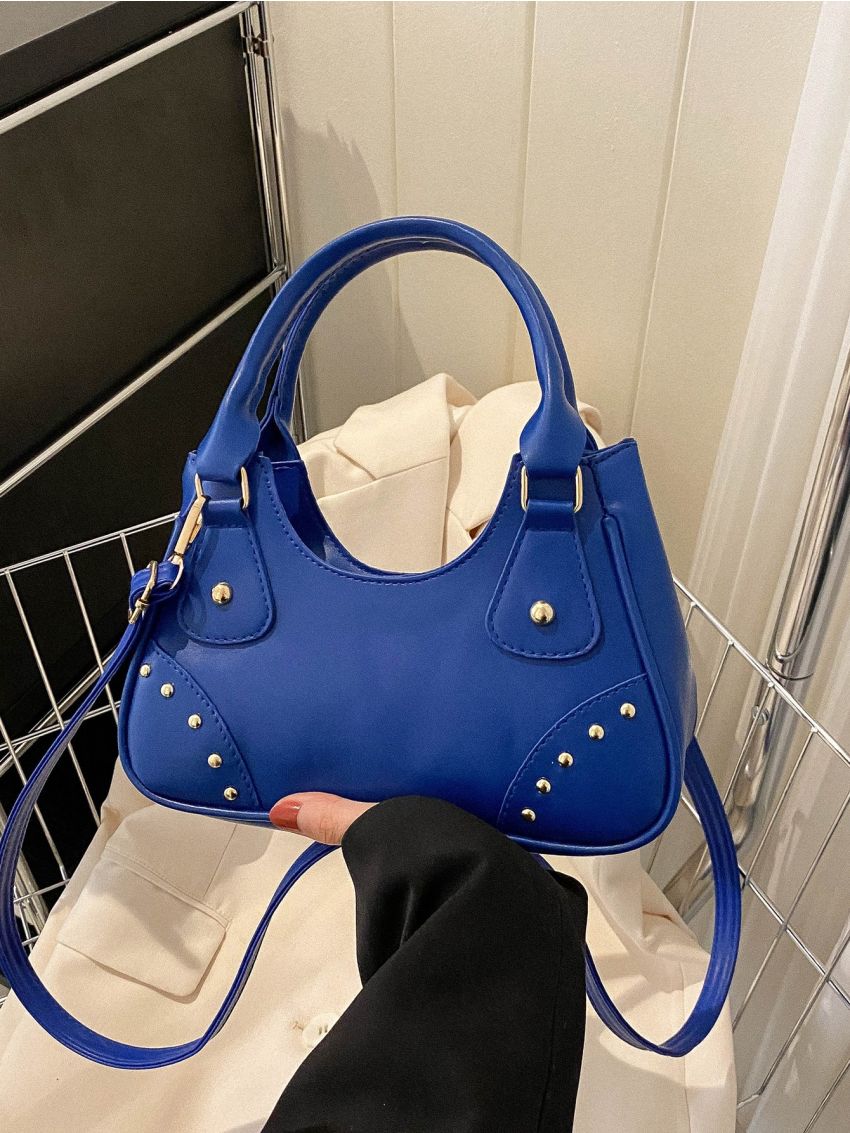 Studded Decor Shoulder Bag Double Handle Small