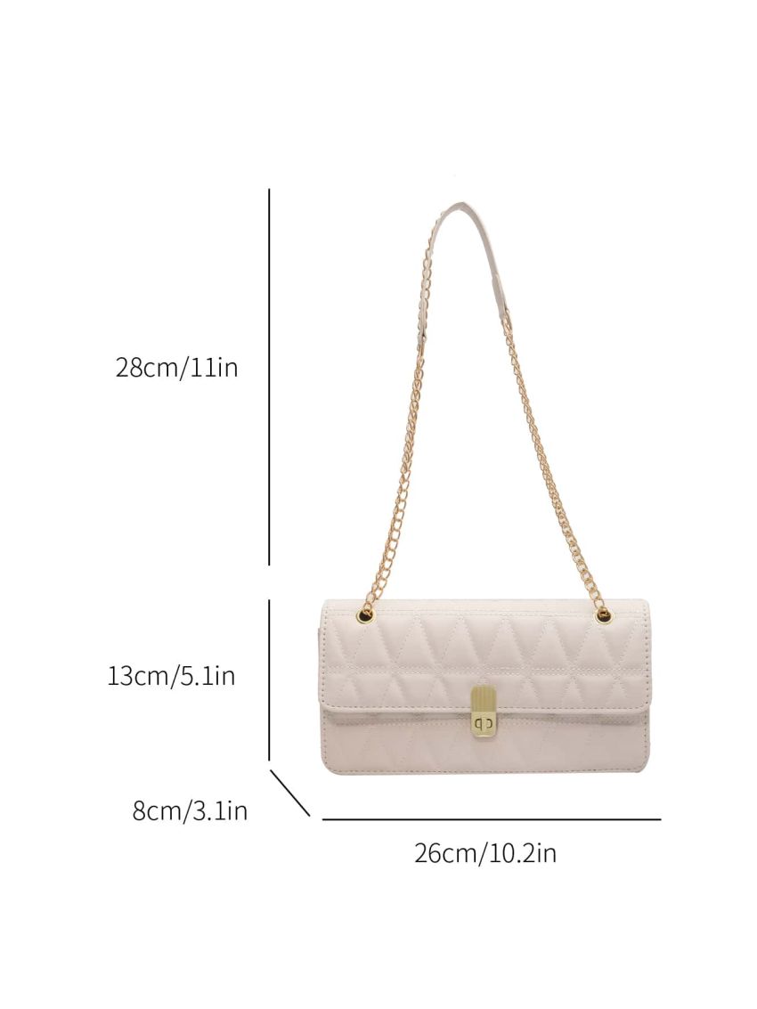 Medium Flap Square Bag Quilted Pattern Turn Lock