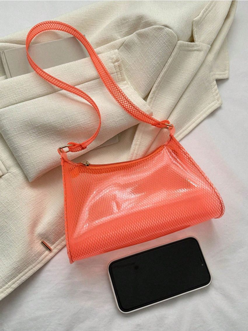 PVC Baguette Bag Funky Zipper Neon Orange