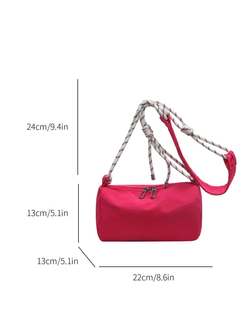 Fashion Hot Pink Bucket Bag Nylon Zipper