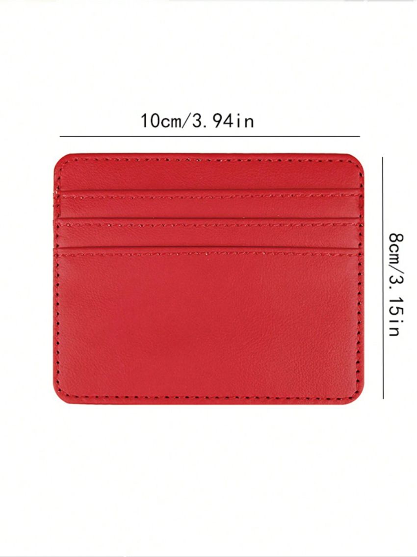 1pc Black Minimalist Card Holder Stitch Detail