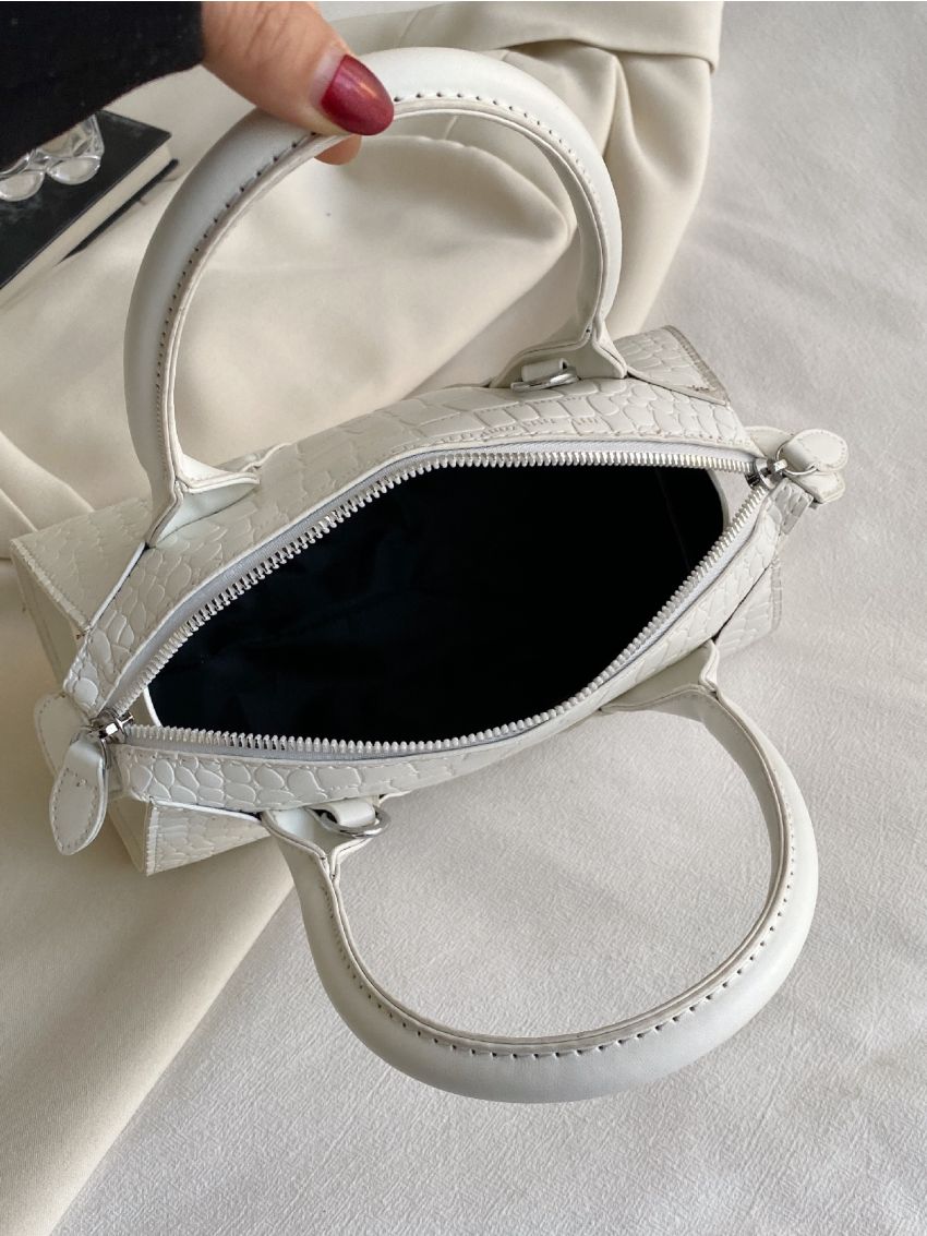 Crocodile Embossed Baguette Bag Neon Blue Funky