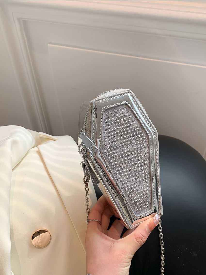 Studded Decor Novelty Bag Mini Zipper