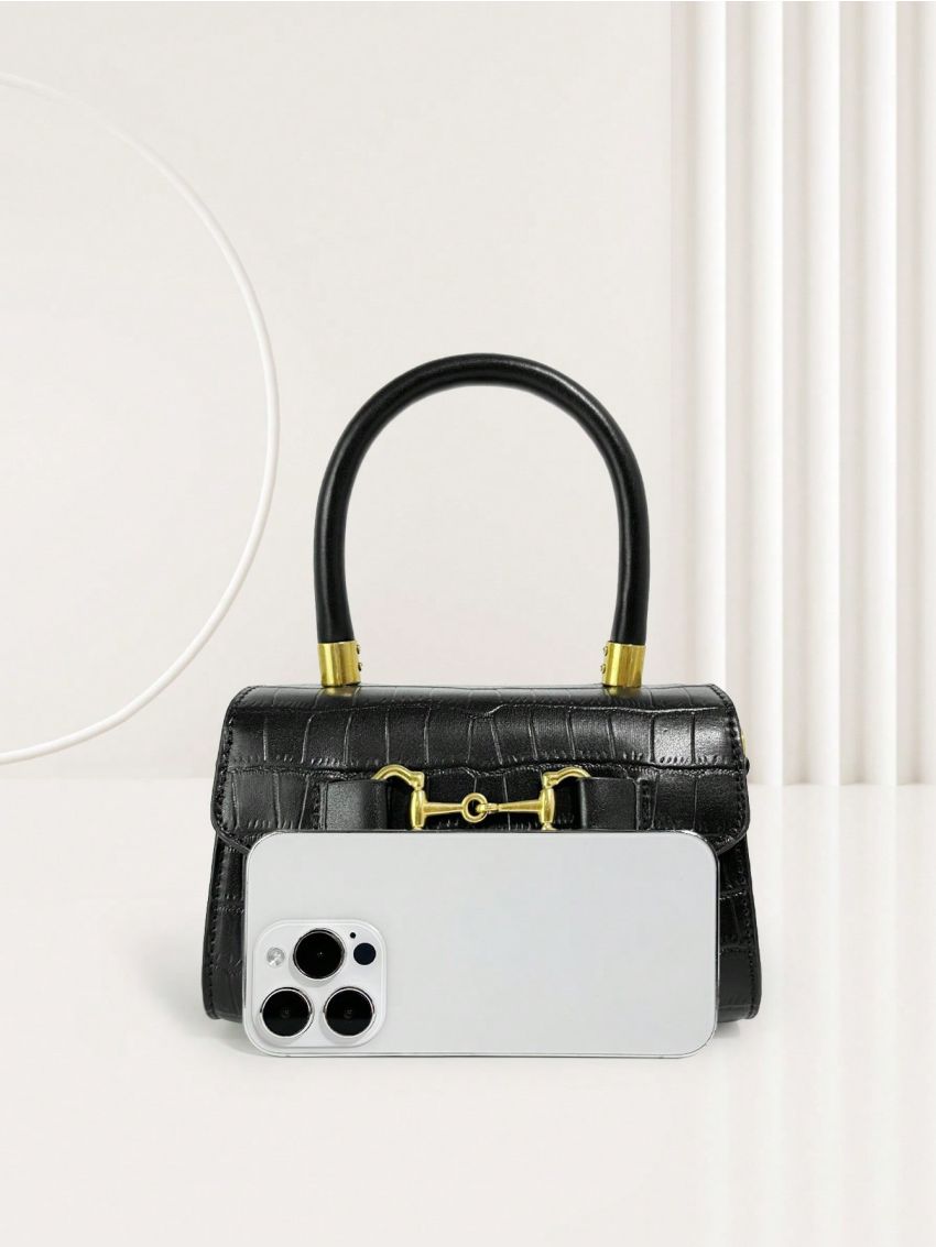 Crocodile Embossed Square Bag Mini Flap