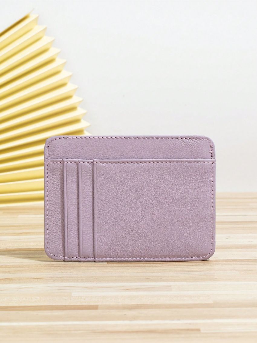 Litchi Embossed Classic Card Holder Genuine Leather Slim