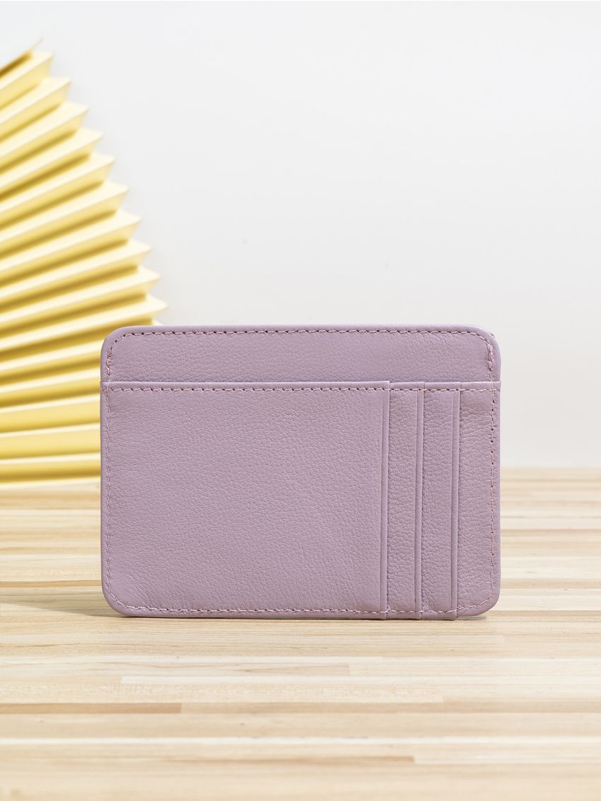 Litchi Embossed Classic Card Holder Genuine Leather Slim