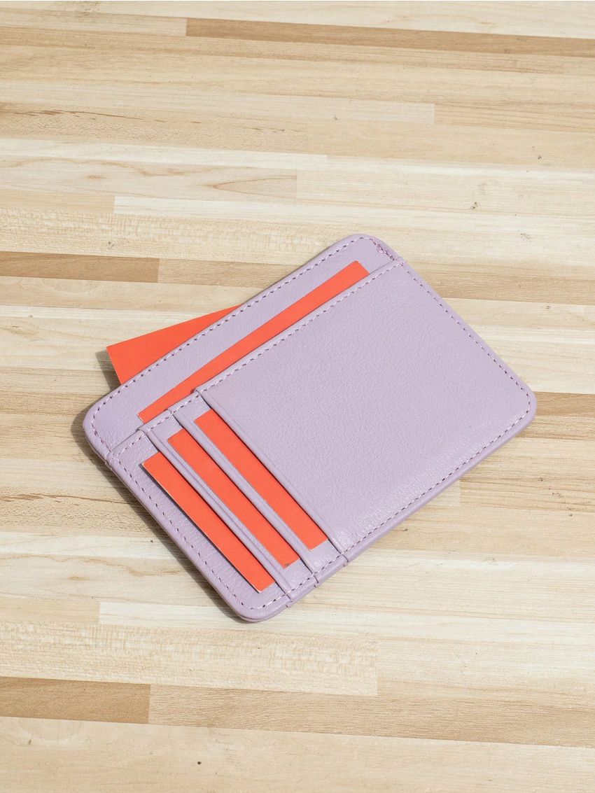 Litchi Embossed Classic Card Holder Genuine Leather Slim
