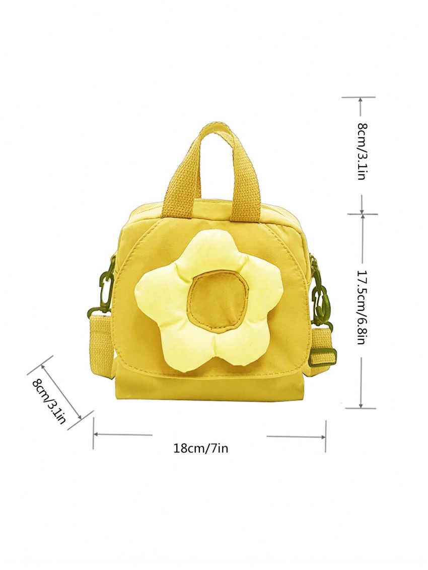 Mini Square Bag Flower Decor Double Handle