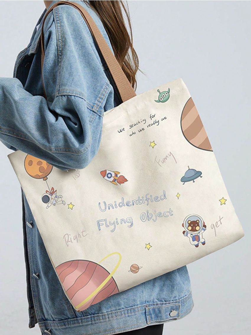 Large Capacity Shopper Bag Cartoon Print