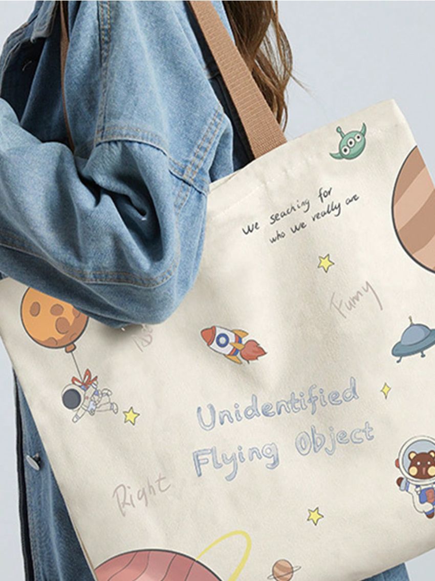 Large Capacity Shopper Bag Cartoon Print