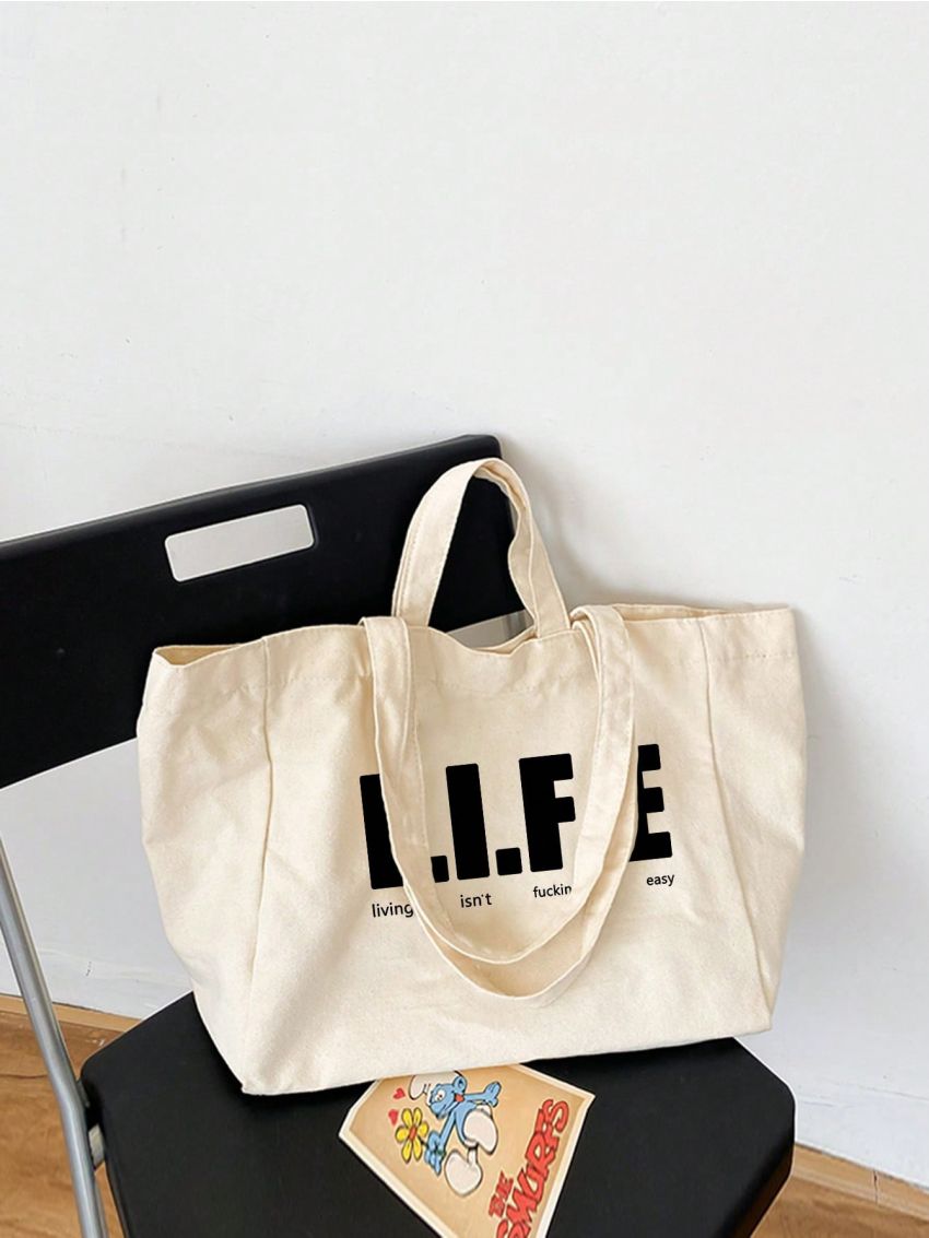 Small Shopper Bag Letter Print For Daily Outing