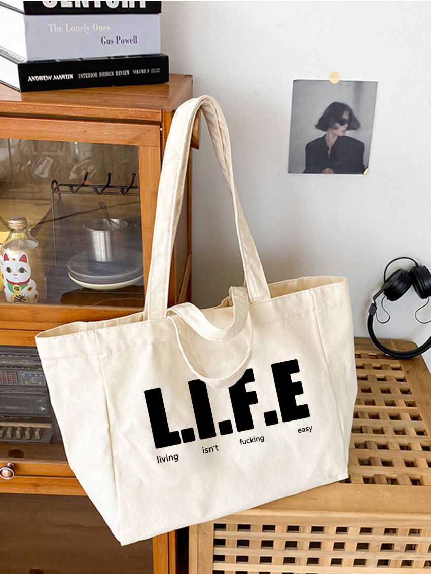 Small Shopper Bag Letter Print For Daily Outing