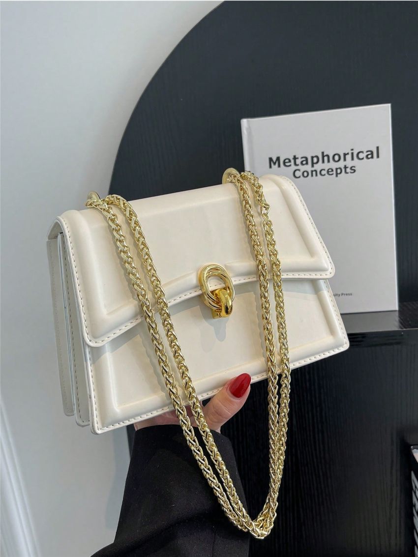 Mini Square Bag Solid Color Flap Chain Strap