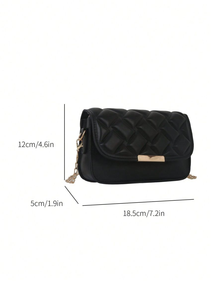 Mini Flap Square Bag Embossed Detail Metal Decor