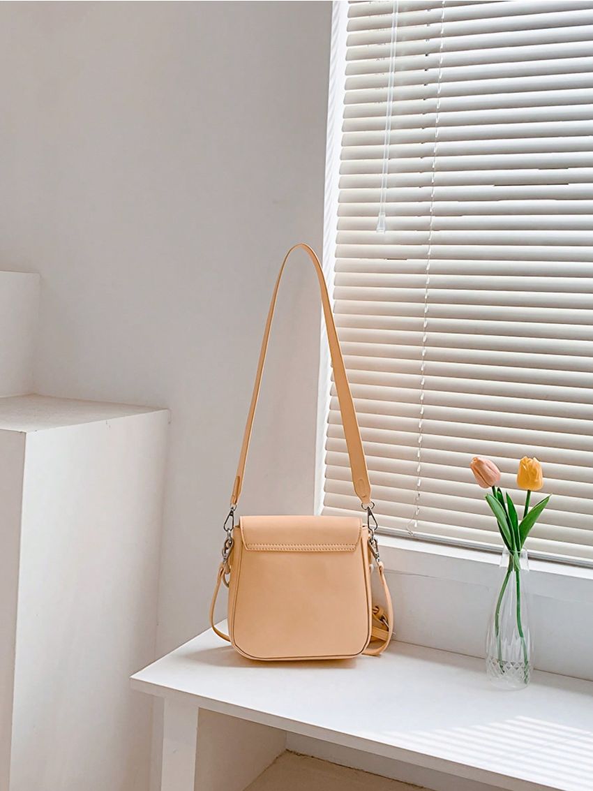 Small Shoulder Bag Solid Color Chain Decor