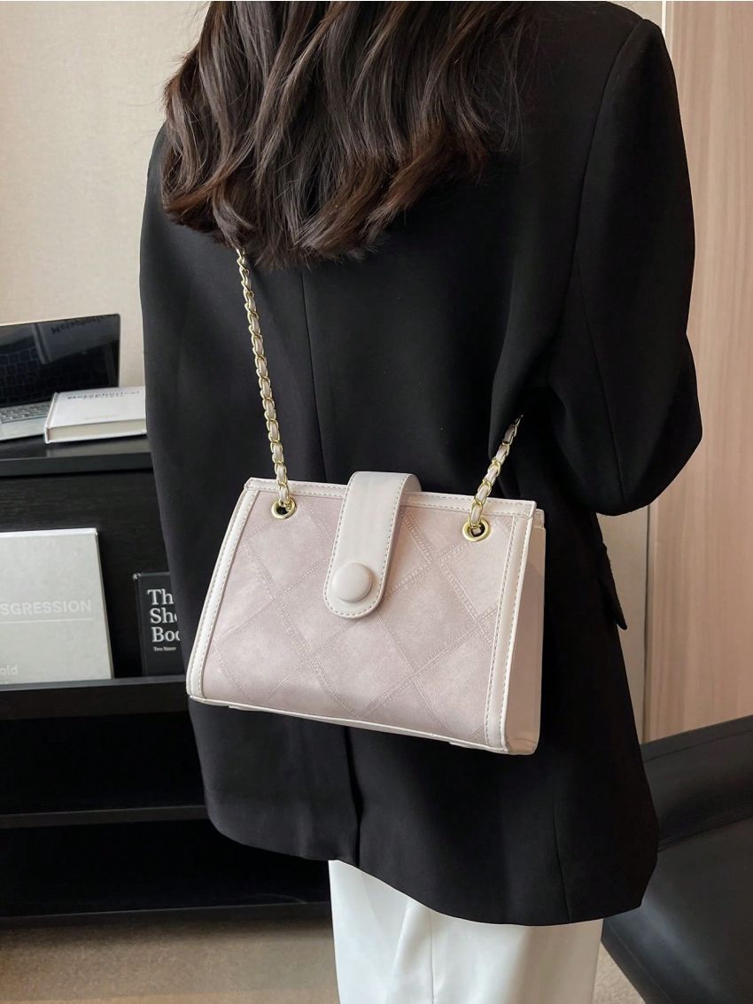 Small Square Bag Colorblock Chain Strap