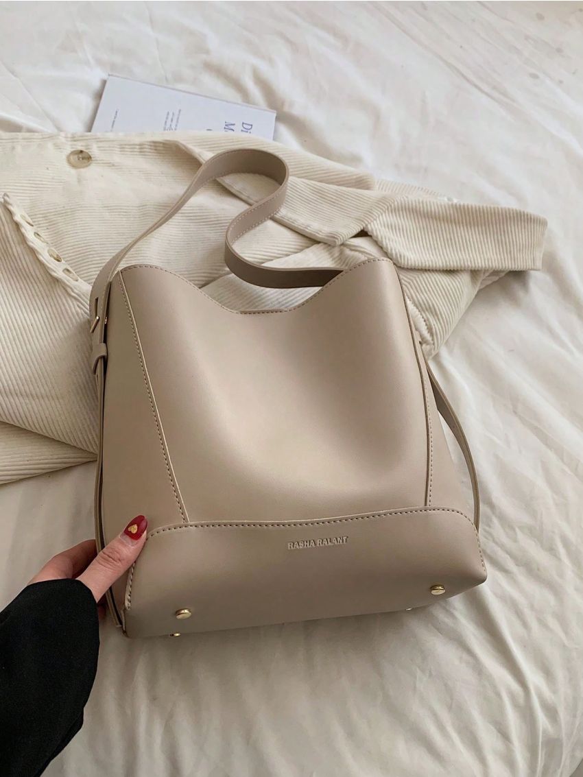 Medium Bucket Bag Stitch Detail Top Handle For Work