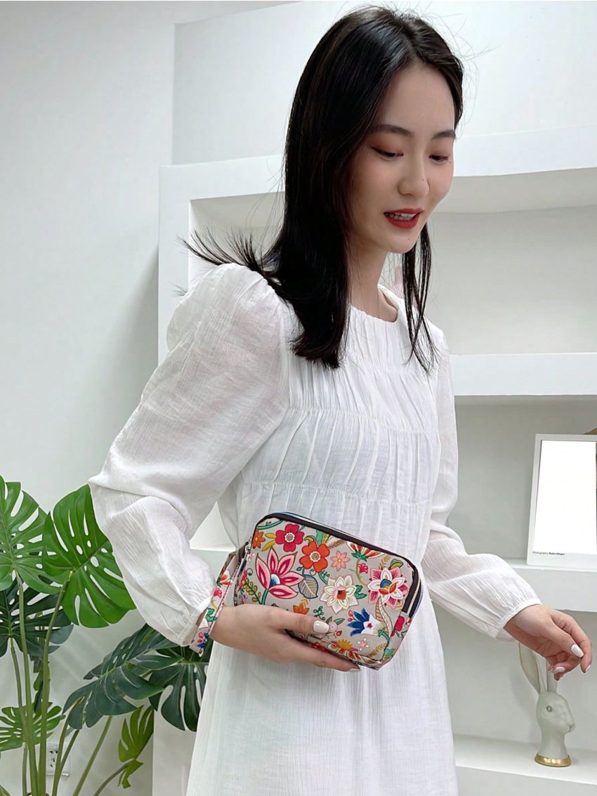 Mini Floral Pattern Phone Wallet For Daily