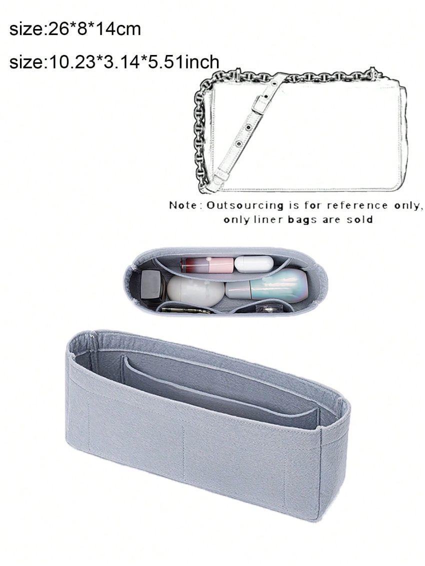 Gray Handbag Insert Multiple Compartment Portable Liner Storage