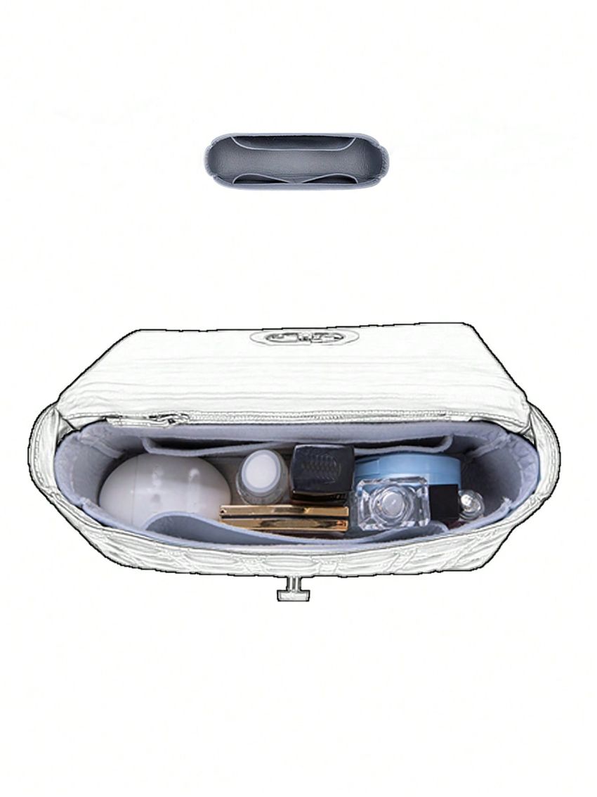 Gray Handbag Insert Multiple Compartment Portable Liner Storage