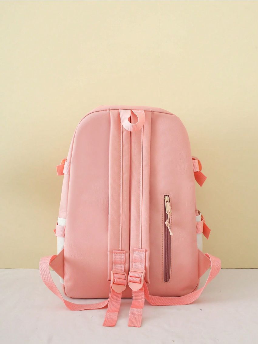 4pcs Backpack Set Plaid Pattern Classic Backpack Shoulder Tote Bag Square Bag Pencil Case For School