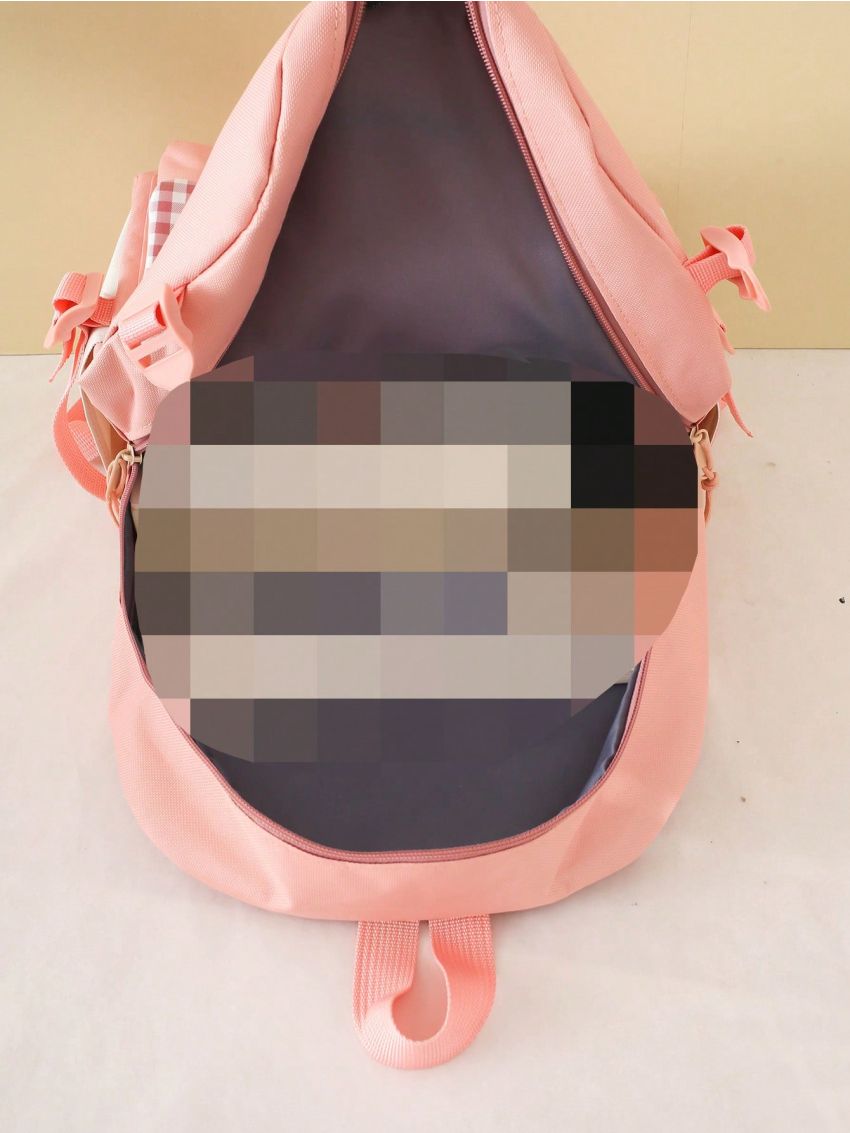 4pcs Backpack Set Plaid Pattern Classic Backpack Shoulder Tote Bag Square Bag Pencil Case For School