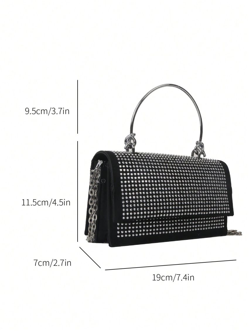 Mini Square Bag Black Studded Flap Top Handle