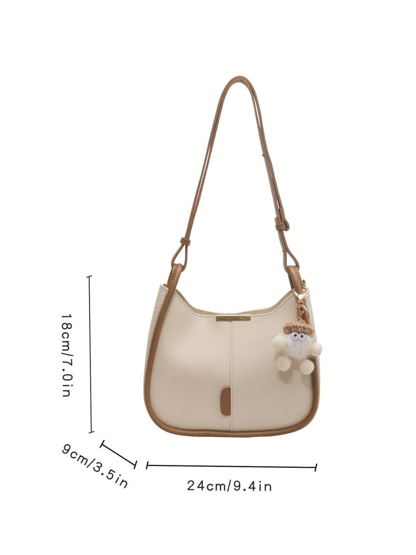 Small Square Bag Colorblock Stitch Detail Top Handle For Daily