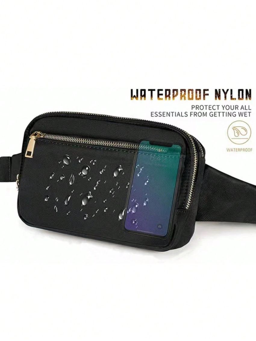 Solid Color Zipper Running Bag