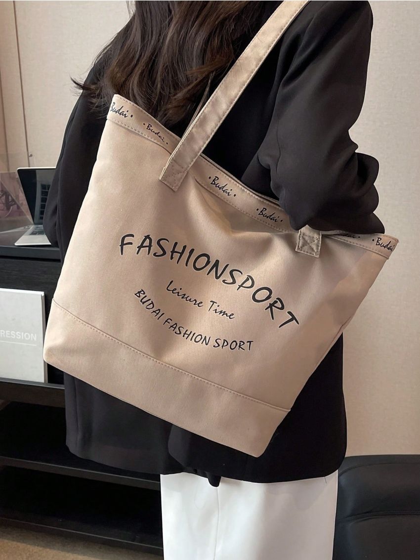 Large Shopper Bag Casual Letter Graphic