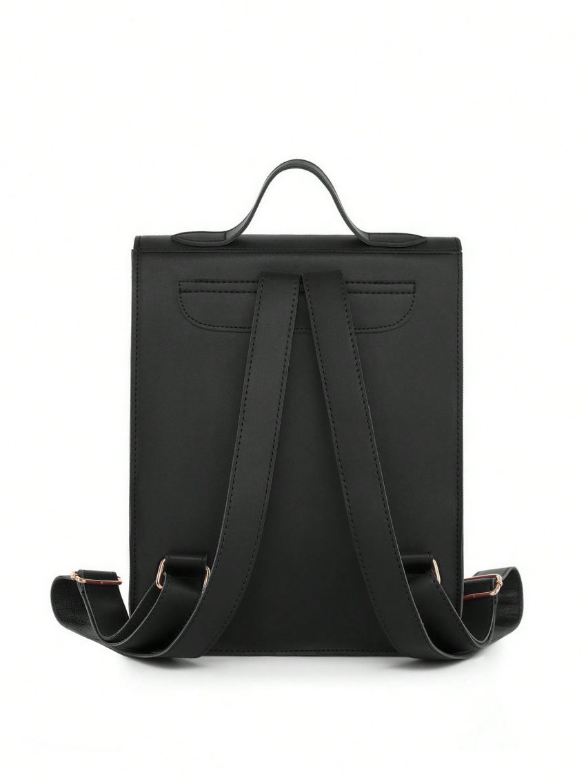 Medium Flap Backpack Buckle Decor Adjustable Strap For Daily