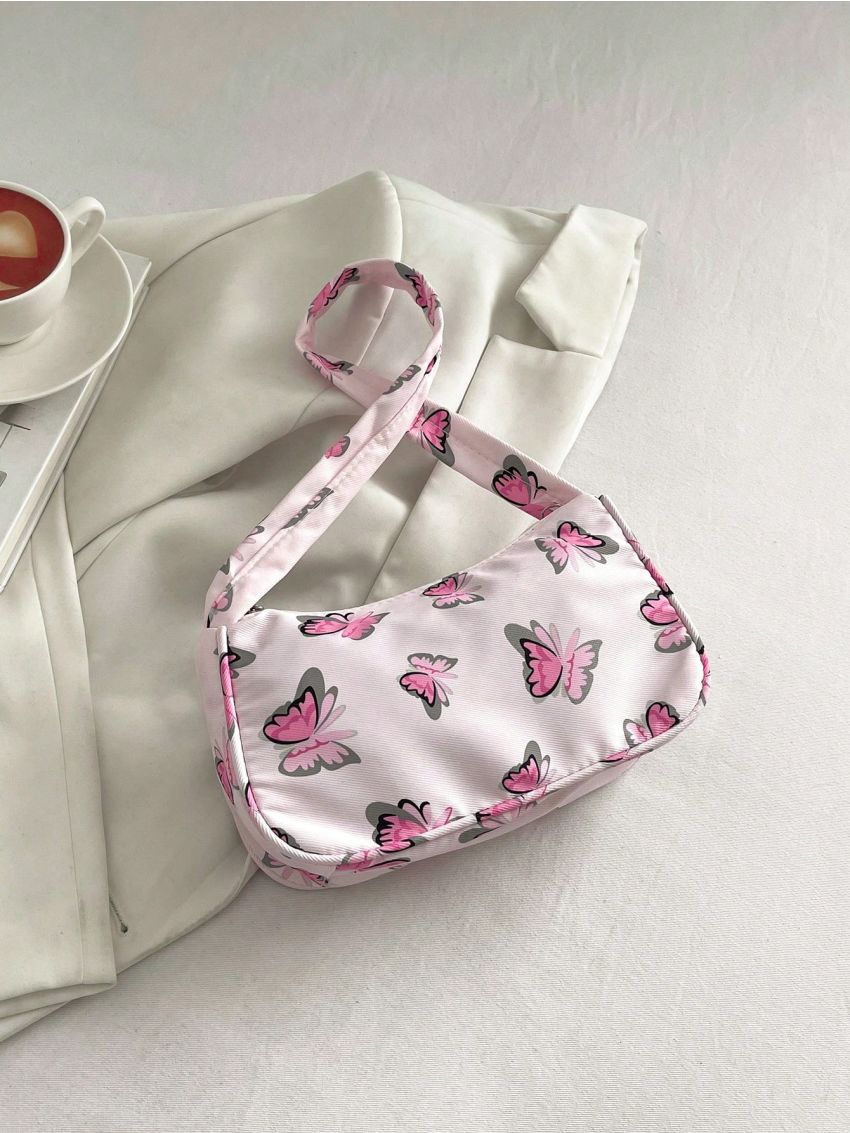 Fashion Women Butterfly Chain Shoulder Bag Pure Color Casual All-Match Underarm Bag