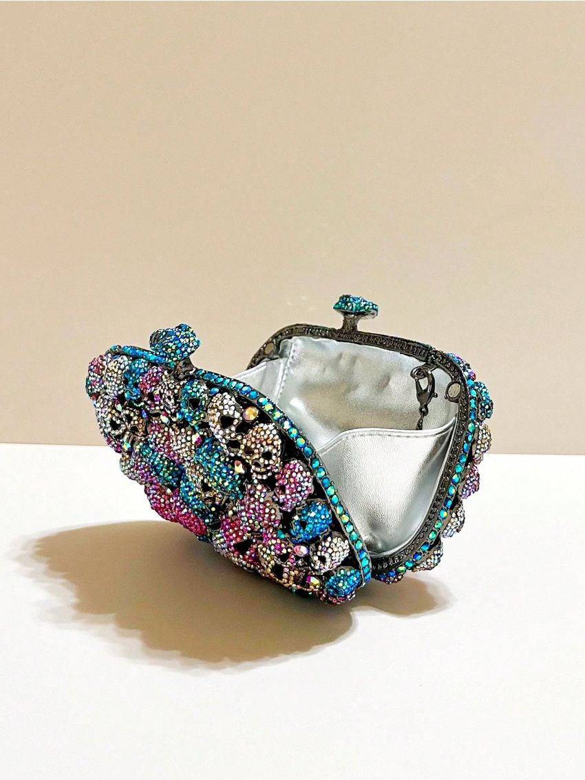 Halloween Novelty Skull Clutch Women Evening Bag Party Cocktail Crystal Purse And Handbag