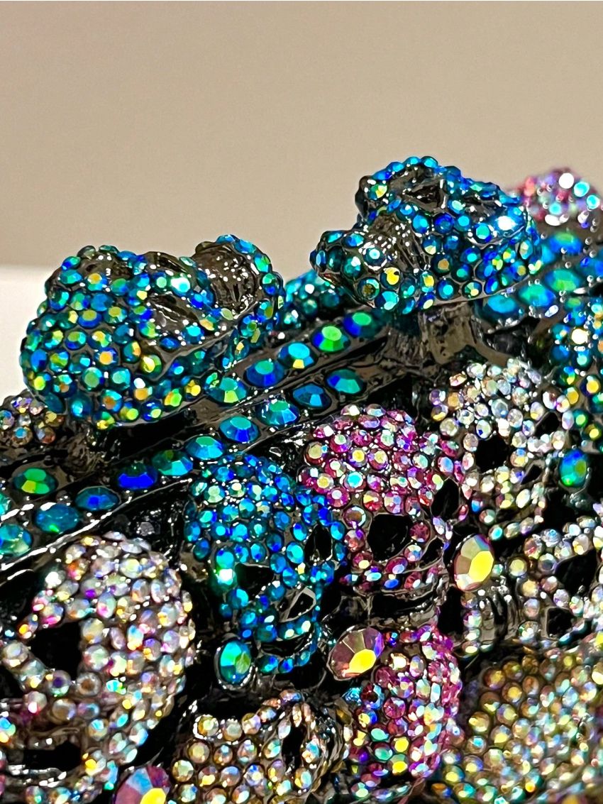 Halloween Novelty Skull Clutch Women Evening Bag Party Cocktail Crystal Purse And Handbag