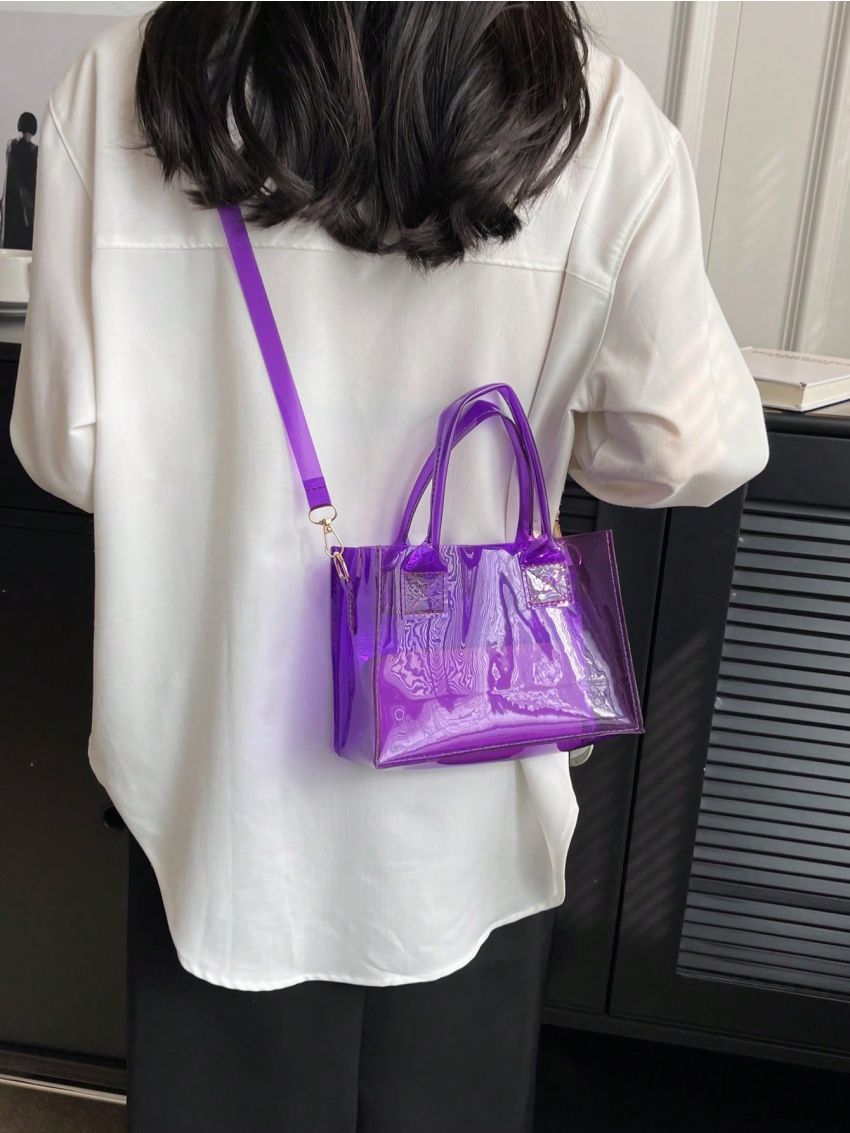 PU Square Bag Mini White No-closure