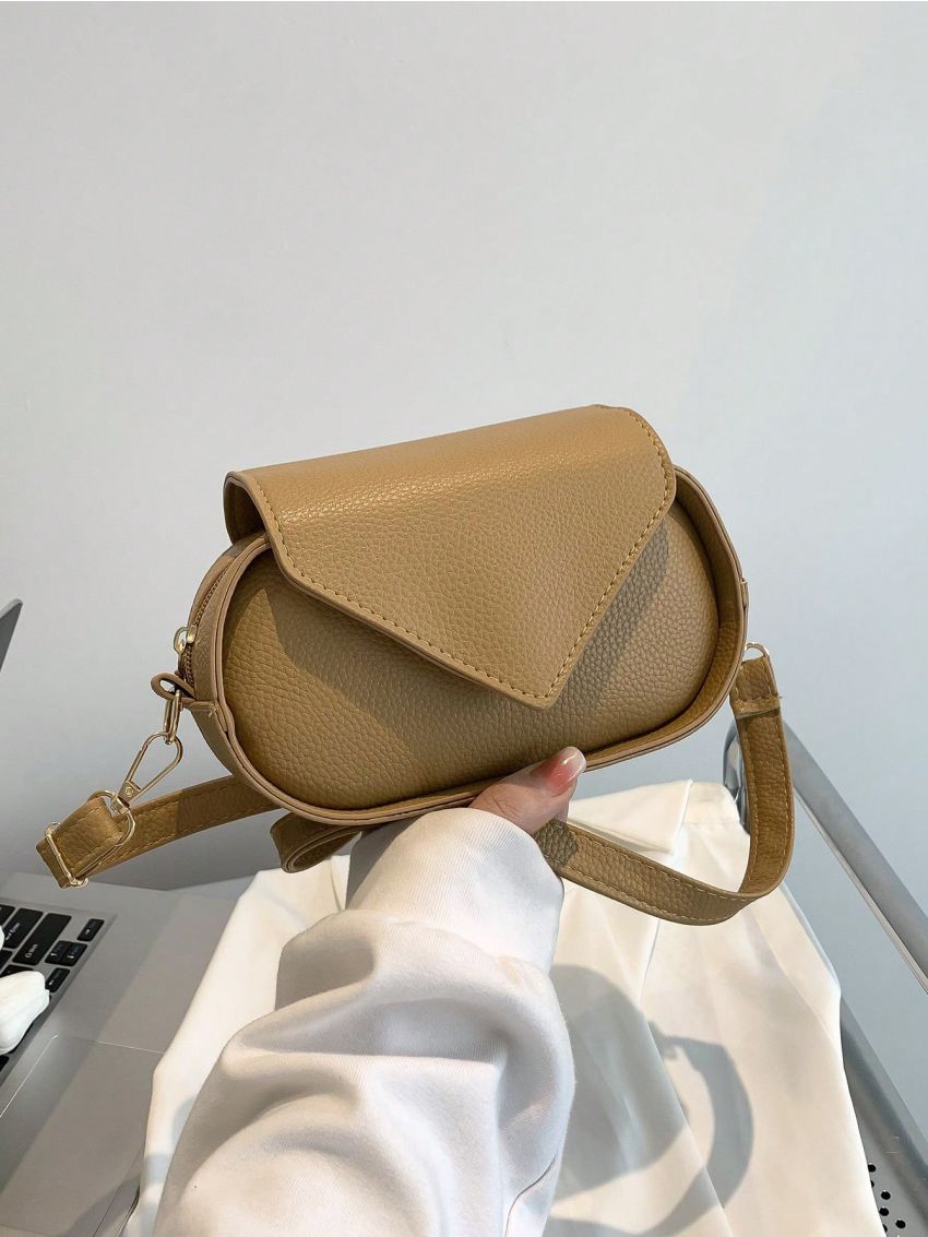 Mini Novelty Bag PU Flap Brown Litchi Embossed