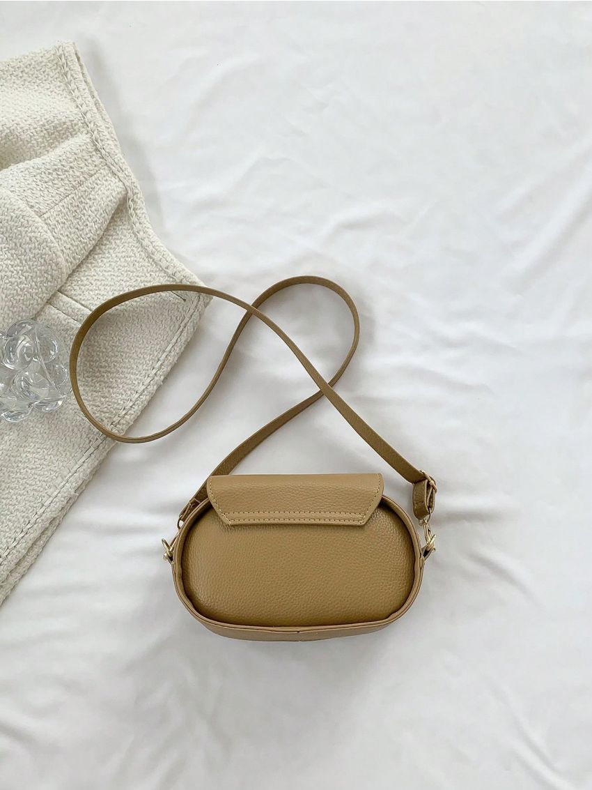 Mini Novelty Bag PU Flap Brown Litchi Embossed